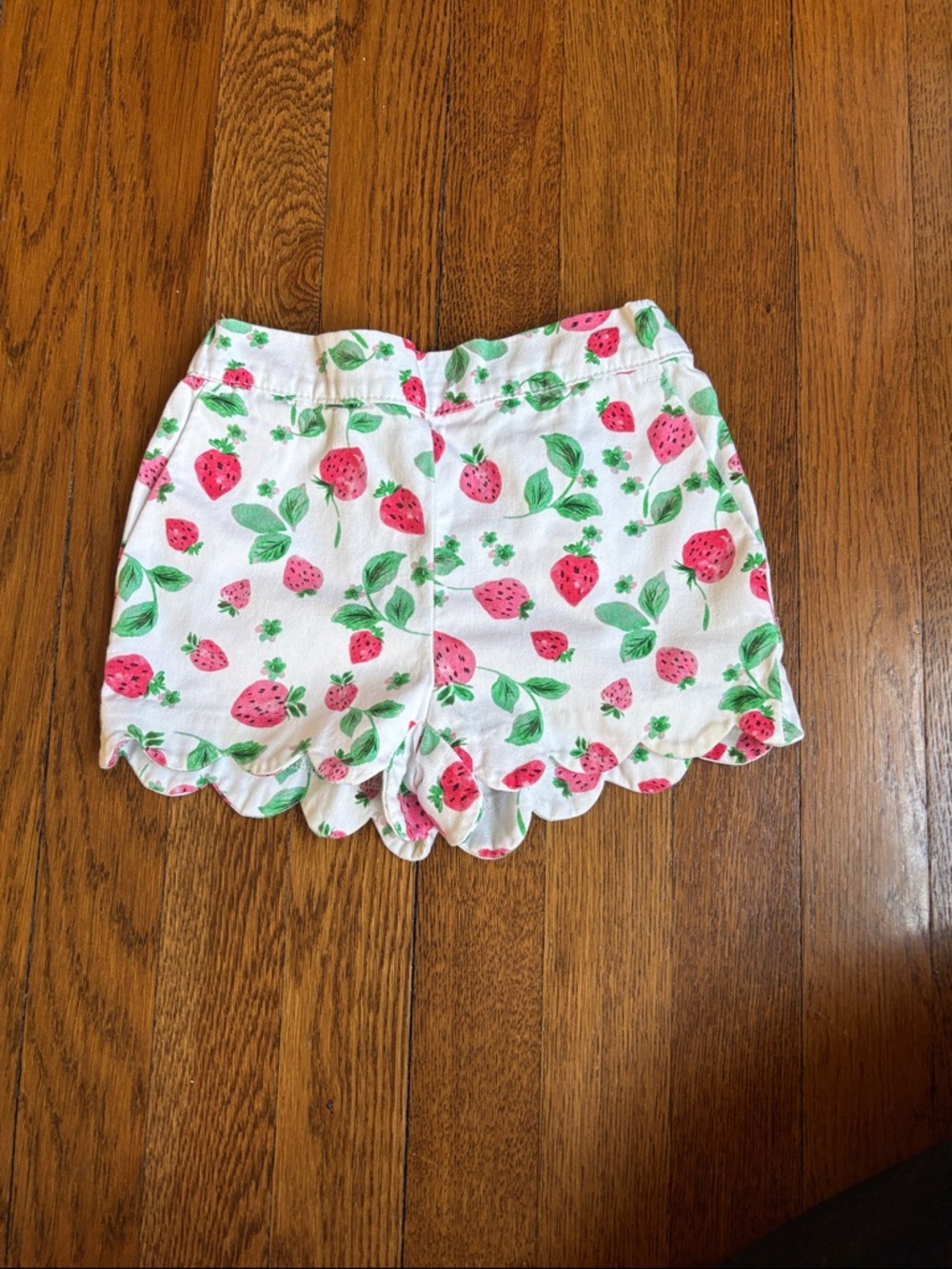Crewcuts White Shorts with Pink Strawberry & Green Leaf Print